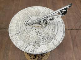 Sold at Auction: Outdoor Aluminum Sundial On Wrought Iron Pedestal