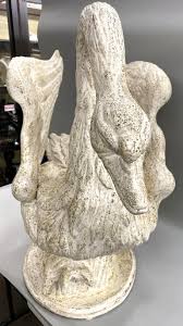 Fine Vintage Hand Carved and White Painted Wooden Swan Centerpiece For Sale at 1stDibs