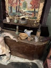 VTG 1940's AMERICANA FOLK ART DIORAMA MÂCHE FIGURES TAVERN ...