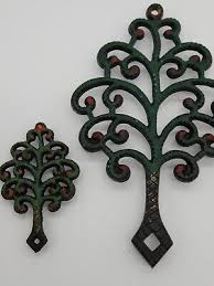 PAIR of Vintage Wilton Wrought or Cast Iron Trivets Apple ...