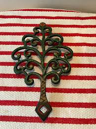Vintage 3-Footed Cast Iron Trivet # 244 Hand Painted Tree Of ...