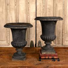 Pair of Cast Iron Garden Planter Urns