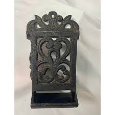 Antique Solid Cast Iron Wall Mounting Match Holder | Chairish