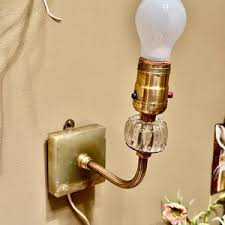 Vintage 1940s Electric Wall Sconce, Brass Arm - Etsy
