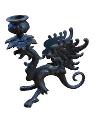 Sold at Auction: Vintage Cast Iron Dragon Candle Holder