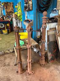 Stanchions = A lot of work. 1. Stubs of the old rails were left in the stanchions and had to be removed by heat. 2. Any residue had to be removed, first