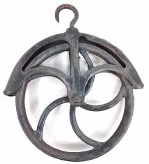 Sold at Auction: Vintage 1900's Cast Iron Wheel Pulley