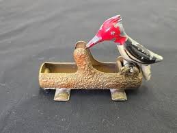 Vintage Cast Iron Woodpecker Toothpick Holder Advertising ...