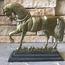 Vintage Brass Horse Statue Androin Equine Mantle Doorstop Or ...