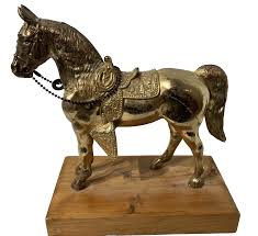 Vintage Copper Plated Pot Metal Horse Sculpture Statue ...
