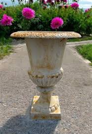 21" Tall Cast Iron Fluted Urn, Flower Pot Planter, Garden ...