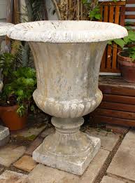 Pair of French Cast Stone Garden Urns at 1stDibs