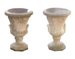 Lot - Pair Cast-Stone Garden Urns