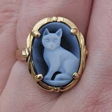 Jewelry | 14k Yellow Gold Onyx Cat Cameo Profile Fashion Ring 59 Grams Size 625 | Poshmark