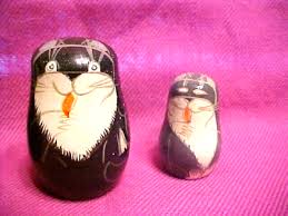 Vintage STACKABLE SET OF CATS Hand Painted SET Gray White (4 ...