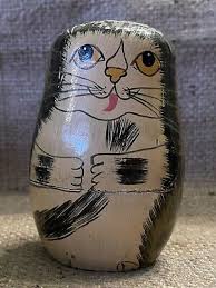 Hand Painted Cat Nesting Doll | eBay