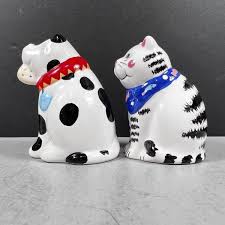 Cute Dog and Cat Salt & Pepper Shakers Ceramic Hand Painted ...