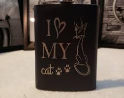 8oz Stainless Black Flask. "i Love My Cat". - Etsy