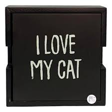Primitives By Kathy I Love My Cat Wooden Coaster Set of 4 w ...