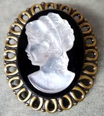 Vintage Black and Satin Glass Lady Cameo Brooch Pin | eBay