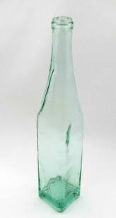 ANTIQUE AQUA GREEN RIPPLED GLASS 11" SQUARE BASE BOTTLE ...