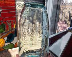 Vintage Aqua Ring Crown Jar: Half Gallon Antique Sealer - Etsy