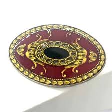 Vintage,signed CATHERINE POPESCO FRANCE, Enamel & Rhinestone, Red, Black, Yellow, Oval Brooch - Etsy