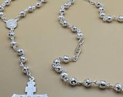 Handmade Sterling Silver Rosary - Perforated Beads, 17 Inch ...
