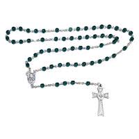 Rosary (Catholic) Czech Emerald Green Beads, 1st Holy Communion Cross – Beadlers Handcrafted Jewelry