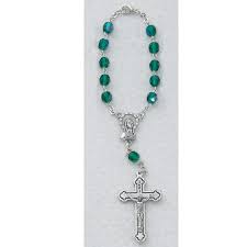 Emerald Auto Rosary with St. Christopher Centerpiece