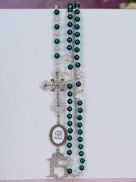Quinceanera Rosary Green with Silver Accents / quinceanera-decor