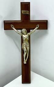 Mid Century Vintage Wall Mounting Gold Metal Jesus on Wooden ...