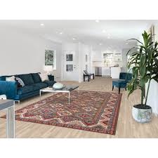 Geometric Brown Kazak Area Rug Handmade Wool Carpet - 6'7" x ...