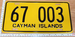 Cayman Islands Yellow / Black Metal Automobile License Plate ...