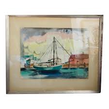 1940s Mid-Century Harold Schultz Signed Painting, Framed | Chairish