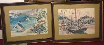 Lot - Cecile Johnson, New York 1916-2010, Two Harbor Scenes, Watercolor