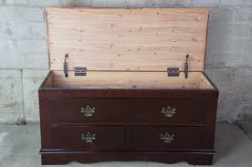 English Chippendale Style Cedar Lined Blanket Chest & Bench Floral Storage Trunk
