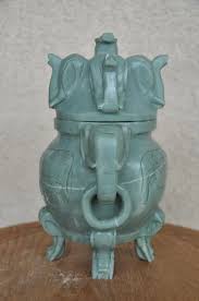Carved Celadon Color Hardstone Chinese Incense Burner ...