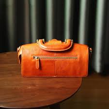 Womens Tan Leather Doctor Handbag Purses Vintage Handmade ...