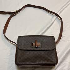 Super rare Old Celine Macadam pattern shoulder bag with ...