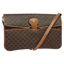 Celine | Bags | Celine Macadam Canvas Shoulder Bag Pvc Brown ...