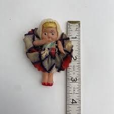 Vintage Celluloid Blonde Girl Doll 3" Miniature Movable Arms Frozen Legs Kewpie | eBay