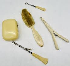 Antique Vanity Accessories Ivory Celluloid five Pieces | eBay