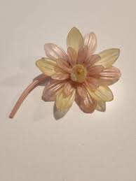 Vintage Pink and Yellow Plastic Flower Brooch Pin | eBay