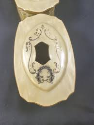 Antique Bakelite Vanity Dresser Lace Floral Stitch Glass Tray Celluloid Unique | eBay
