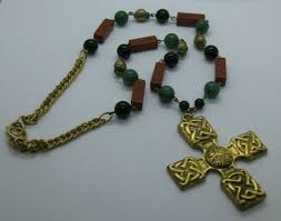 Vintage ALVA Museum REPLICAS Gemstone Cross Goldtone Pendant ...