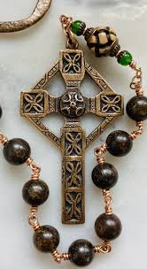Bronze Irish Penal Rosary - Bronzite and Carved Bone ...