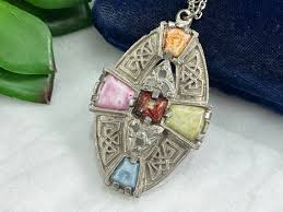 Celtic Pendant Necklace - Art Glass Stones, Costume Jewelry - Etsy