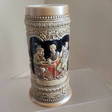Ceramarte Beer Stein Mug Hand-Painted Tavern Scene Made in ...