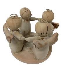 Vintage Art Pottery Ceramic Beige Angel Circle of Friends ...